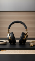 Premium over-ear headphones with brass accents